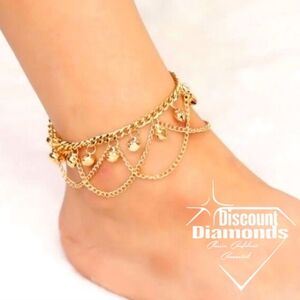 Anklet 18K Gold on 925 Silver Ankle Bracelet